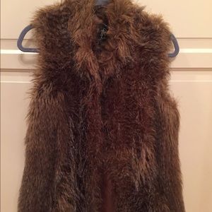 Rachel Zoe faux fur vest rich brown coloring